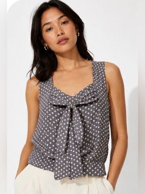 Pins & Needles Gray Polka Dot Tie-Front Camisole